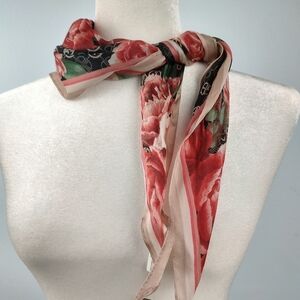 Giani Bernini Black Pink Rose Scarf One Size